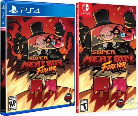 super meat boy forever standard edition physical retail release limited run games playstation 4 nintendo switch cover www.limitedgamenews.com