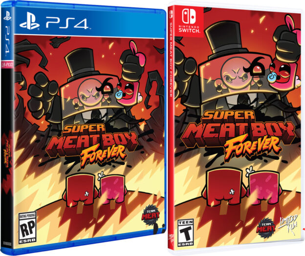 super meat boy forever standard edition physical retail release limited run games playstation 4 nintendo switch cover www.limitedgamenews.com