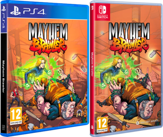 mayhem brawler physical release eu pegi red art games playstation 4 nintendo switch cover www.limitedgamenews.com