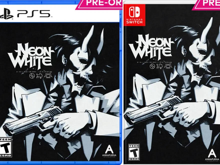 neon-white-physical-retail-release-esrb-us-iam8bit-playstation-5-nintendo-switch-cover-www.limitedgamenews.com